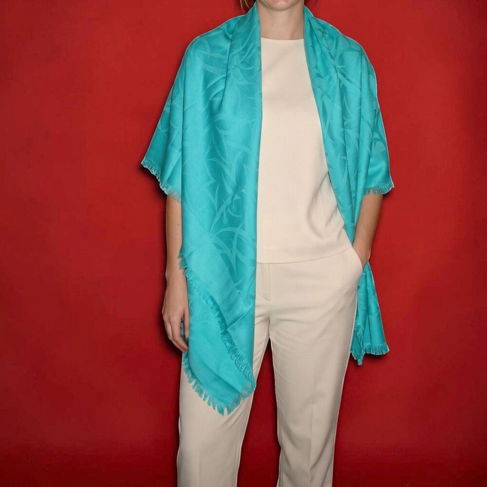 Vital Voices Turquoise Silk Wool Scarf